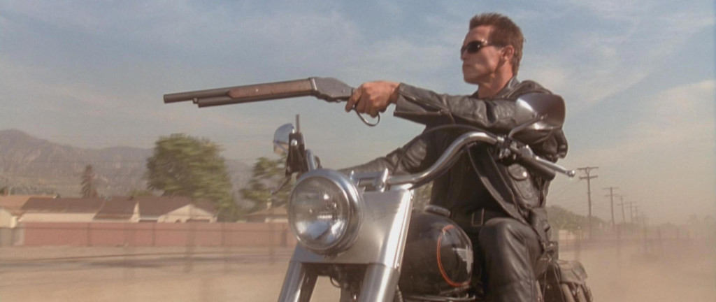 arnold-schwarzenegger terminator 2 shooting a gun